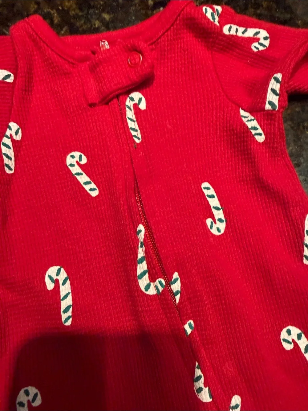 Red Candy Cane Print Baby One-Piece Carters - Newborn Footie